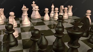 Chessboard setup panning camera movement Stock Video