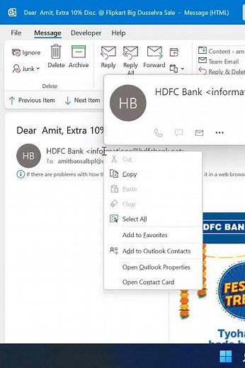 How To Quickly Add New Contacts From Email To Outlook Address Book? #short