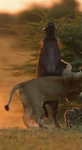 Mother’s Rage | Lioness Attacks a Pig to Protect Her Cubs