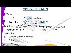 FORM 3 KISWAHILI LESSON 39 VISHAZI