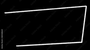 Hand drawn white square frame, isolated on a transparent background. Pencil, chalk inscription. Frame by frame. Alpha channel. 4K Stock Video