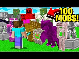 Fighting 100 NEW Minecraft Mobs (Minecraft Addon Mod)