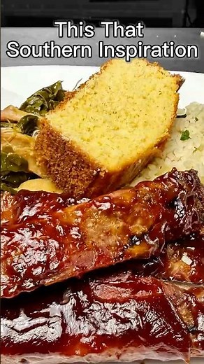 This That Southern Inspiration Plate 🔥 BBQ Ribs, Collard Greens & Cornbread