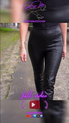 Shiny Slowmotion Walk in Leather Leggings & Thigh-High Boots ✨🖤 Full Video ⬆️
