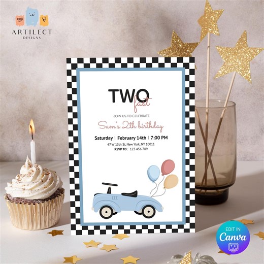 Vintage Car Birthday Invitation, Editable Balloon Party Flyer (digital Download) - Etsy