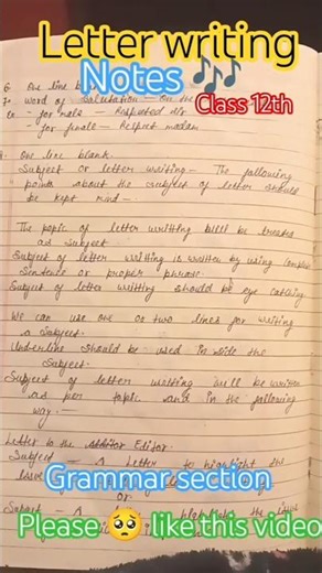 ## writing letter #Grammer section class #12th Notes #Trending exam video 📸 viral