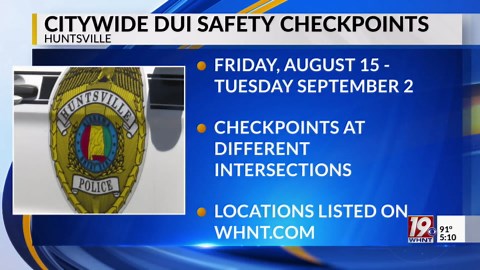 Citywide DUI Safety Checkpoints | Aug. 14, 2025 | News 19 at 5 p.m.