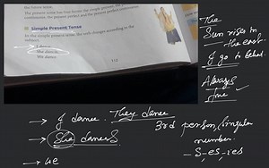 The present tense has four forms: the simple present, the conti... | Filo