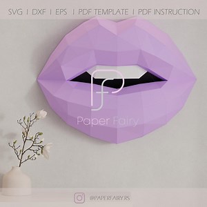 3D Papercraft Lips Template: Low Poly Wall Art (PDF Pattern) - Etsy