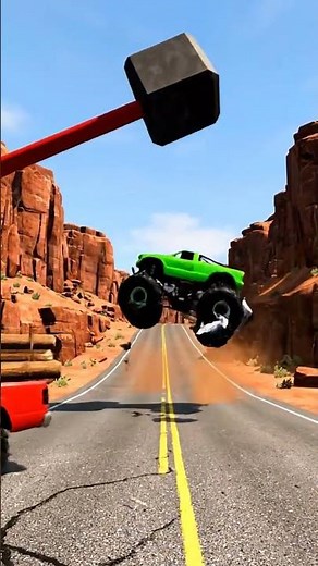 Monster Truck vs Giant Hammer #85 BeamNG drive