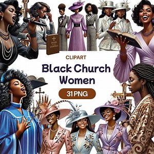 Black Women at Church Praying Clipart, African American Female Devotee PNG, Christian Spiritual Prayer, Best Fashion, Commercial Use License - Etsy