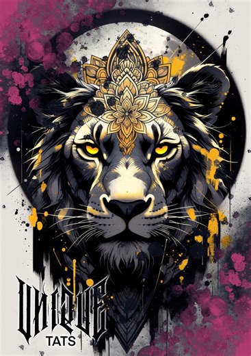 Lion Mandala Female Tattoo Design, Unique, Printready, Download, Ready to Use - Etsy