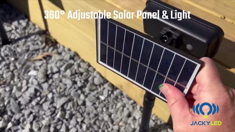 JACKYLED 84-LED Solar Spotlights 5 Lighting Modes 360° Adjustable IP65 Waterproof Super Bright Overnight Solar Spot Lights for Outside with Extendable Spike for Yard, Garden, Lawn, Pathway, 4 Pack