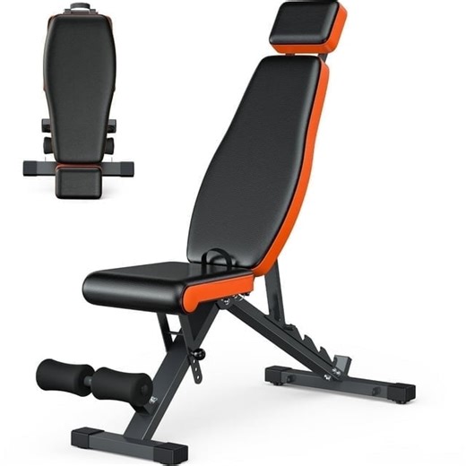 GIKPAL 8 Positions Adjustable Weight Bench With Extended Headrest,Foldable Workout Bench Olympic Weight Bench for Home Gym Full Body Strength Training,Support up to 800lbs