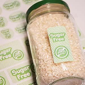 Sugar-Free Labels. Set of 53 Decals in Various Shapes and Sizes.