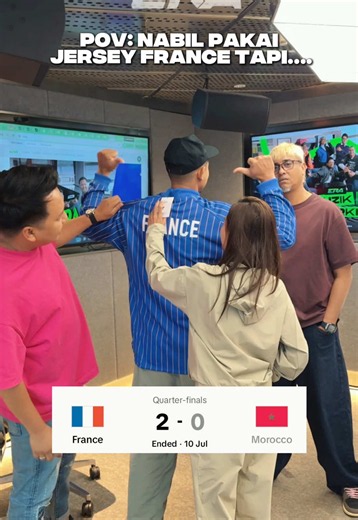 First time Nabil pakai jersey France sebab menang match pagi tadi!! Bangga betul 😂 Tapi hujung video tu bila tanya soalan…… hmmm 🤣 #ERARadioNo1PalingLegit #3PAGIERA