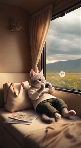 Cute Cat Taking a Relaxing Train Journey! #cat