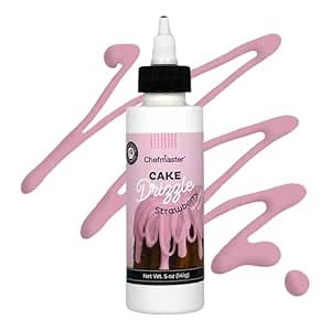Strawberry-Flavored Cake Drizzle by Chefmaster, Edible Cake Drip Frosting for Decorating, Drip for Cakes, Cupcakes, Cookies, Donuts, 5 oz