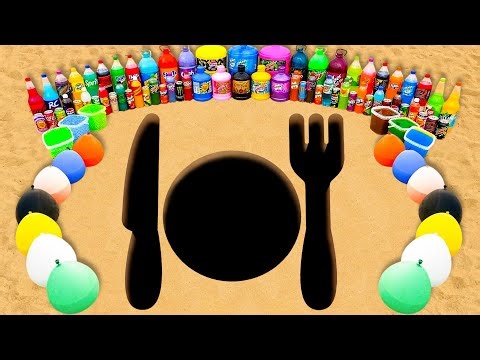 EXPERIMENT Knife vs Plate vs Fork pit Eruption from Orbeez, Pepsi, Mtn Dew, Coca Cola and Mentos