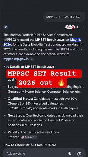MPPSC SET Result 2026 | MPPSC SET cut-off | mppsc set library science