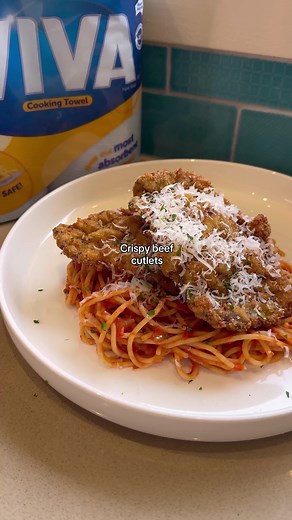Ultimate Crispy Beef Cutlets with Garlic Tomato Pasta
