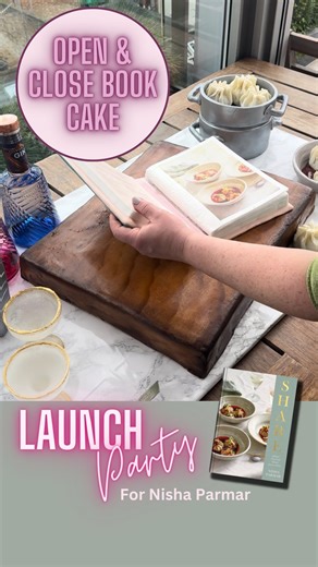 CAKE BOOK - THAT OPENS! I had fun with this one, I promised @nishascookingagain AGES ago, that I’d make her a book cake when she launched her book , BUT….. I’ve made loads of books before, so I fancied challenging myself. so I made a book cake that OPENED , along with her signature dumplings, AND cocktail shaker that POURED her amazing Lychee Martini’s made with @shivering.mountain gin ( I may have sampled several of these at the party 🙈) It was a great night too! and congratulations again Nish