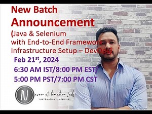 New Training/Boot Camp (Feb 21st): Selenium+Java+End to End Framework + Infrastructure Setup(DevOps)
