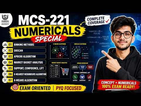 MCS-221 Complete Numericals Marathon 🔥 | K-Means, KNN, DBSCAN, Apriori, MBA, Support | IGNOU MCA