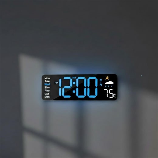 Large LED Digital Wall Clock, Temperature, Dual Alarm, Remote - Etsy New Zealand