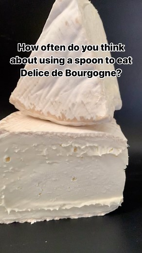 This French classic triple crème brie has a rich flavor and a smooth, melt-in-the-mouth texture. Delice de Bourgogne has a white, bloomy, and pungent rind, with a mushroomy aroma that contrasts playfully with the rich, creamy, buttery, and tangy interior. 🧀😜 It should be no surprise that we want to eat it with a spoon. . #triplecream #brie #cheese | The Cheese Lady Traverse City