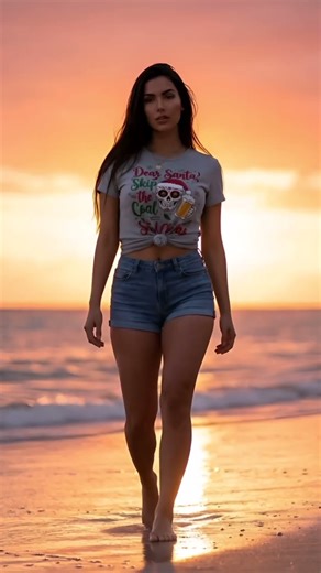 Sunset Beach Look with Denim Shorts #summerstyle #beachvibes #sunsetlook #denimshorts #ootd