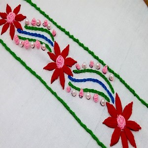 633K views · 5.1K reactions | Embroidery satin stitch border design for Saree/Dress Via Nakshi Katha | Dian Embroidery | Facebook