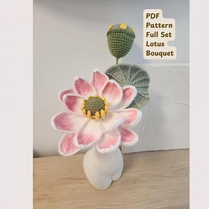 Lotus Flower Crochet Pattern: DIY Bouquet Full Set (PDF Pattern) - Etsy UK