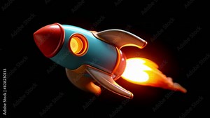 rocket 3d emoji taking off and launching with flames and smoke close up Generative AI