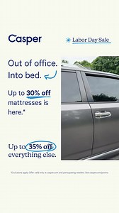 3.3K views | We’ve done the work on our mattresses so you don’t have to. Sleep easy with up to 35% off everything this Labor Day. | Casper | Facebook