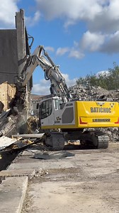 Batichoc Liebherr R930 on a demolition project of an old paper mill in eastern France #demolition #construction #liebherr #liebherrconstruction | Awesome Earthmovers