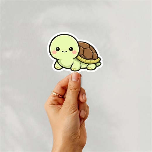 Cute Turtle Sticker | Kawaii Turtle | Cute Animal Sticker | Small Gift Idea | Turtle Lover Gift | Laptop Sticker | Water Bottle Sticker | - Etsy