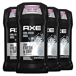 AXE Antiperspirant Deodorant for Men Cool Ocean 4 Count 48 Hour Sweat and Odor Protection for Long Lasting Freshness Stay Dry For 48H With Men's Deodorant 2.7 oz