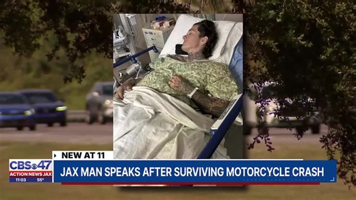 Jacksonville man speaks from hospital after narrowly surviving I-95 motorcycle crash