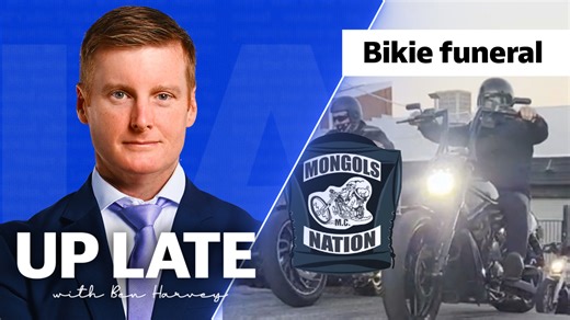 42K views · 303 reactions | Up Late Tuesday: In tonight’s show, Ben Harvey reveals footage of a funeral send-off by high-profile bikies from the Mongols gang for a long-standing member, with the procession taking place under the watchful eye of gang crime at a suburban church. | PerthNow | Facebook