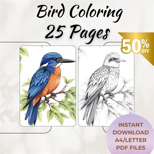 Bird Coloring Pages for Adults – 25 Detailed Wildlife Illustrations (PDF) - Etsy