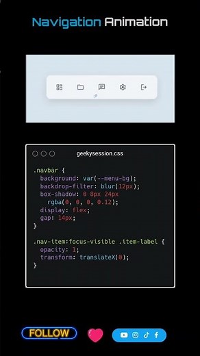 Navbar Animation Using #html #css #javascript #cssanimation #webdesign #frontend