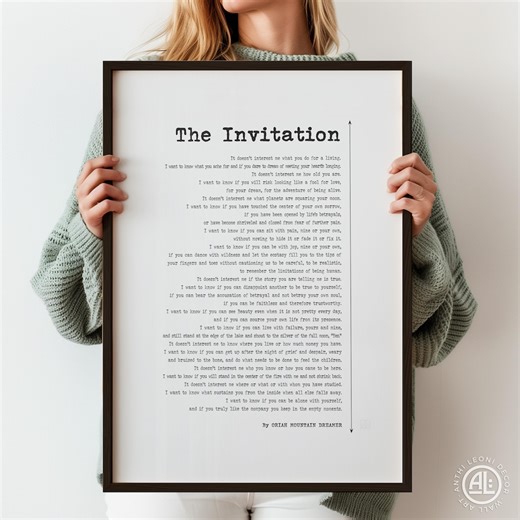 The Invitation Poem Print by Oriah Mountain Dreamer | Typography Wall Art Poster Print | Simple Black and White Print Poetry | PRINTED - Etsy New Zealand