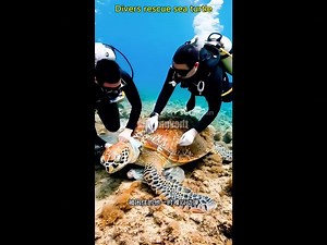 Divers rescue sea turtle # Saving Turtles # Animal Rescue # All Things Considered #TurtleRescue #MarineLife #Oceans #NatureLovers #america #australia #turtlerescue #saveturtles #saveanimals #usa #turtle | Brilliant