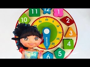 Telling Time with DORA The EXPLORER Toy Doll and Wooden Rainbow Clock