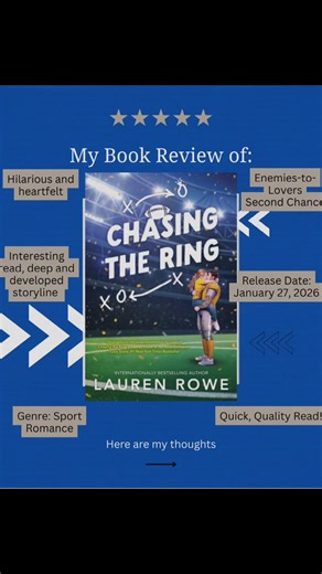 🏈 💍 5-STAR ARC READ💍 🏈 Chasing the ring by @Romance Author Lauren Rowe is a hilarious, heartfelt sports romance about chasing your dreams, finding your person, and realizing you don’t have to choose between the two. I laughed out loud, swooned hard, and felt every emotional beat. If you love, sports romance with humor, heart, and mutual support, this is a must read. ##booktok##sportsromance##romcom##arcreview##footballromance@@NetGalley