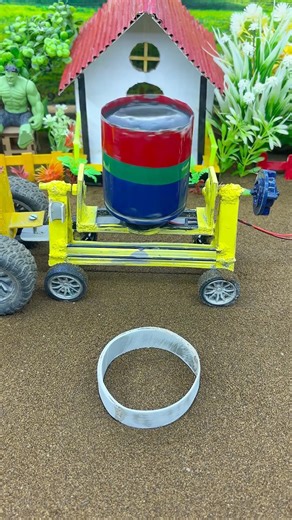 🔥 Amazing Mini Tractor Pillar Making | Construction Machine Cement Pouring#shorts