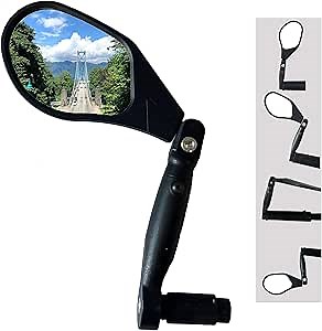 Hafny New Handlebar Bike Mirror, HD,Blast-Resistant, Glass Lens, Reflector (HF-M903LS-FR05 (Bar End Fitting Left Side, Silver Glass))