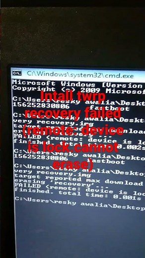 Failed (remote:device is locked.cannot erase) install twrp recovery