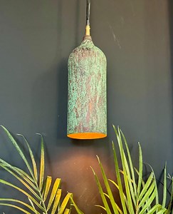 Handmade Green Patina Copper Pendant Light: Hammered Dome Ceiling Fixture - Etsy Canada